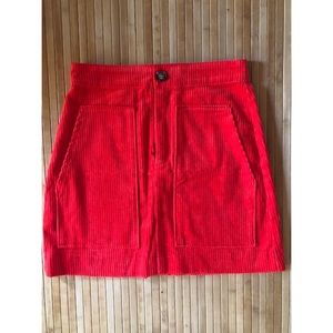 New H&M Bright Red/Orange Corduroy Skirt Size 2
